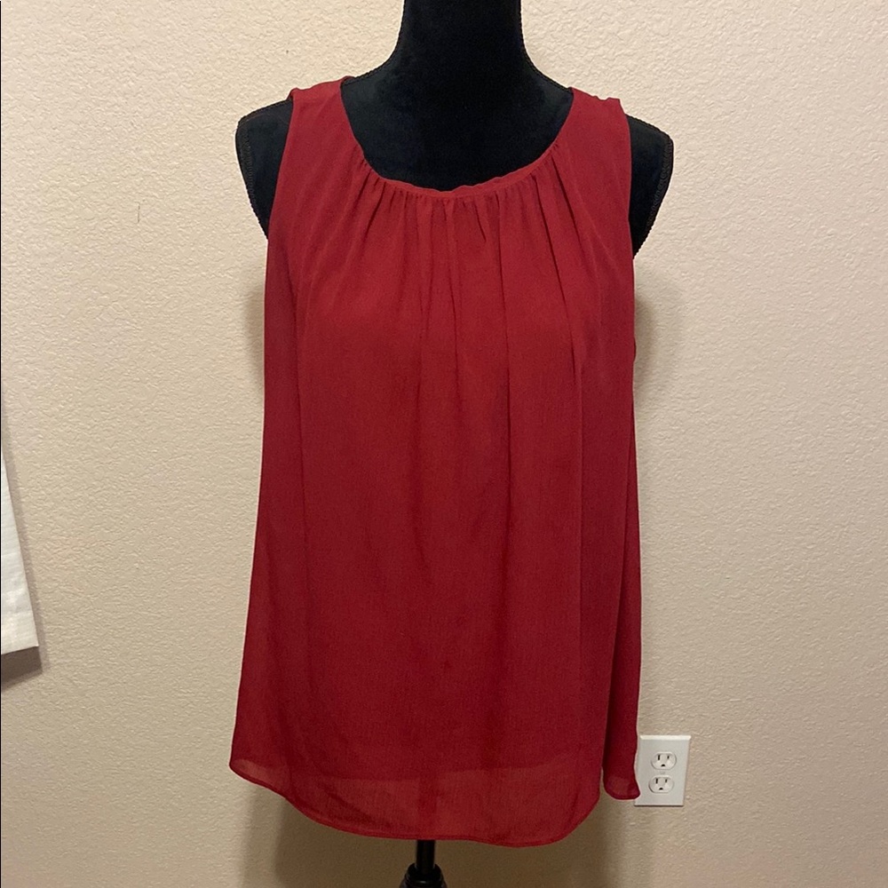 Vibrant Red Sleeveless Relaxed Blouse